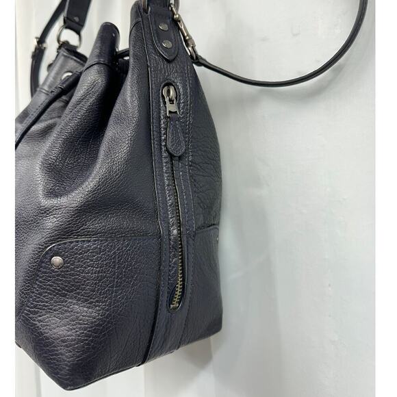 Coach Mickey Navy Blue Bucket Crossbody Leather Pebbled Shoulder Hobo Bag - Picture 6 of 14